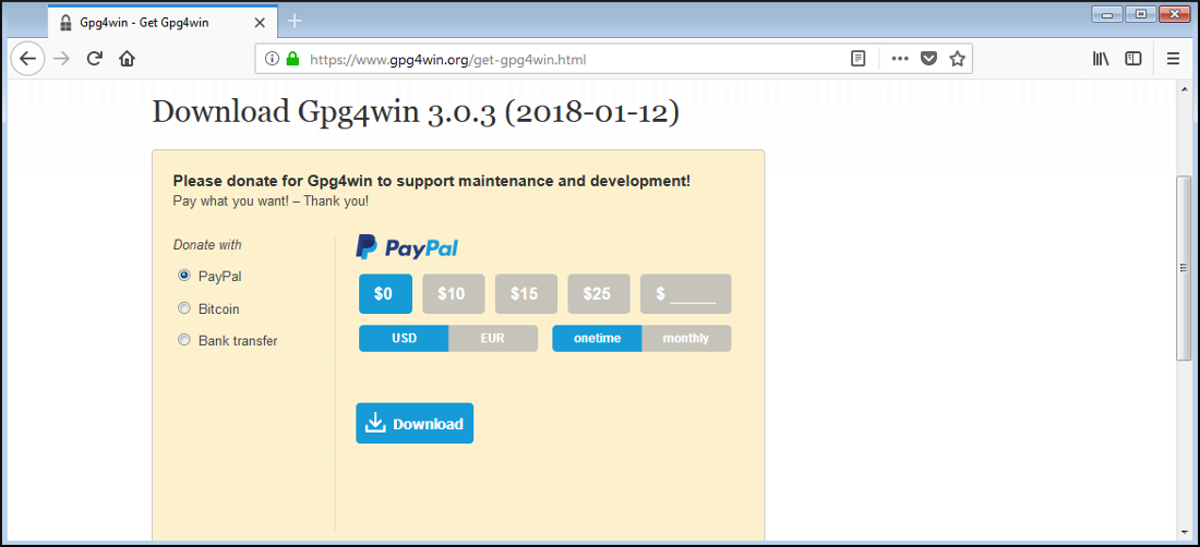 page de don site gpg4win